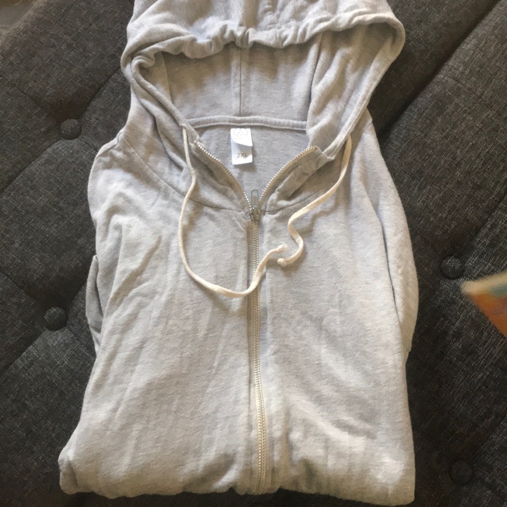 Alternative 2XL Grey Lightweight Zip Hoody
